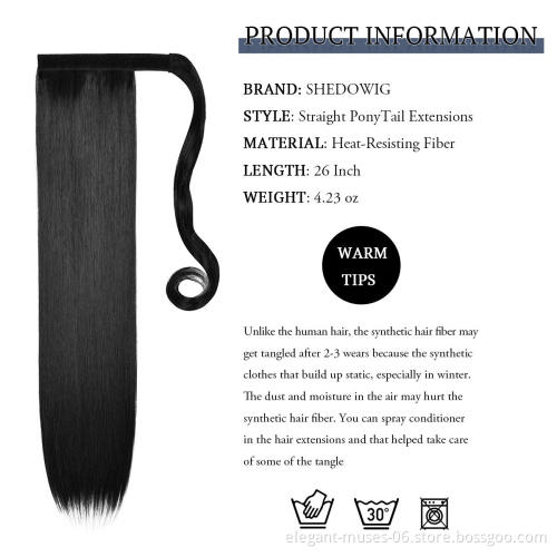 long clip in ponytail ombre blonde hair extensions wrap around ponytail synthetic fiber pony tail hairpiece for women